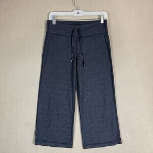 Lululemon Pants Womens M Gray Wide Leg Cropped Drawstring Waist Athletic Stretch